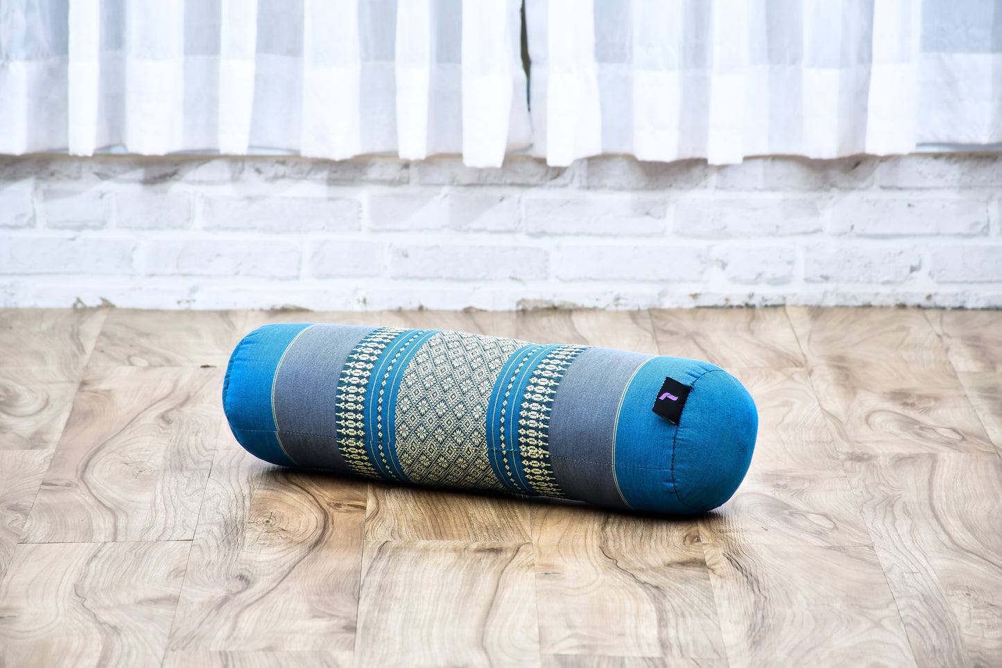 Yoga Roll Cushion – Compact Kapok Bolster & Meditation Pillow with Cotton Cover, Sf22 - Blue