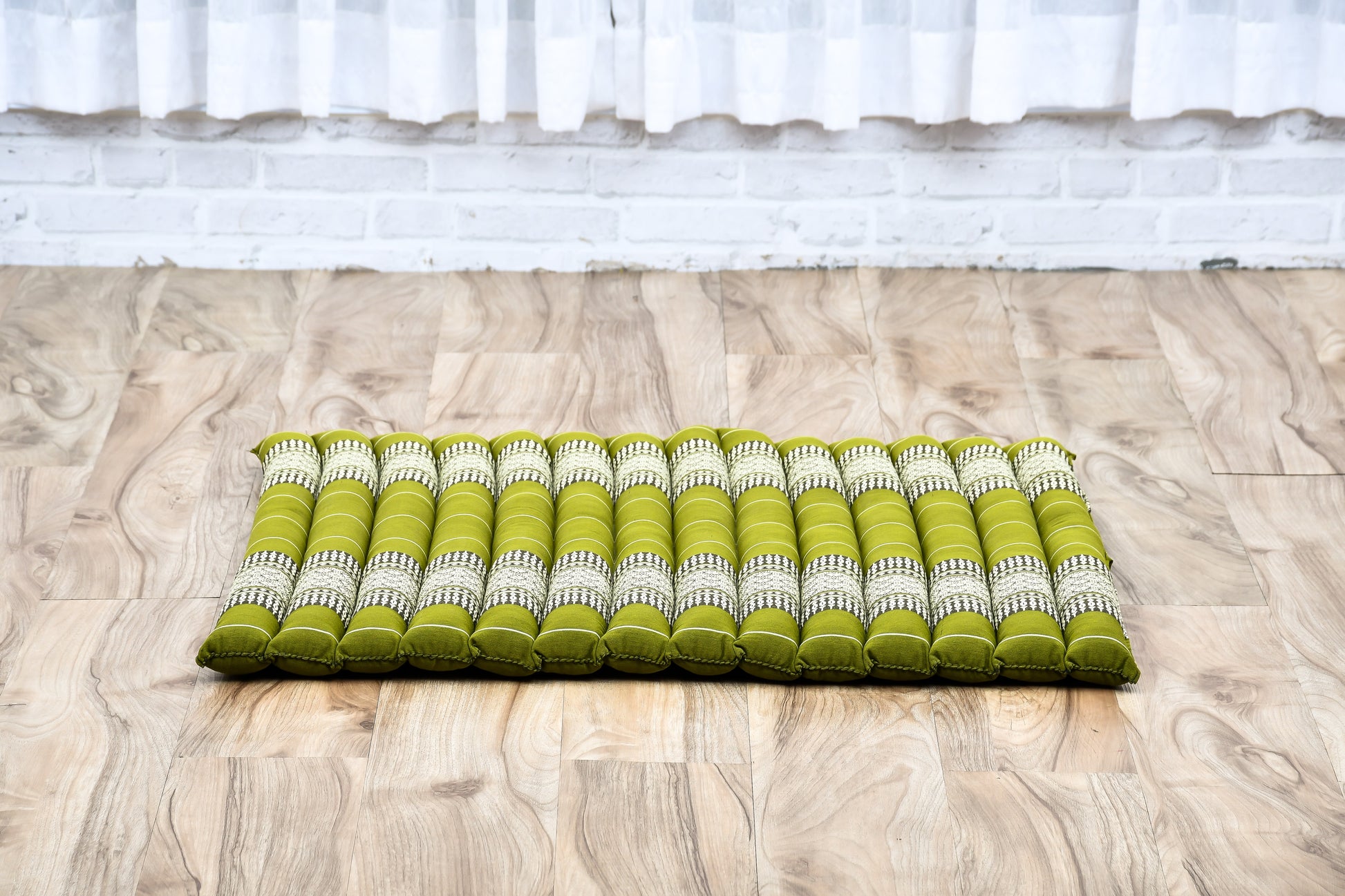 Large Kapok Zabuton Meditation Cushion – Rectangular Floor Mat with Cotton Cover, Sf17 - Green