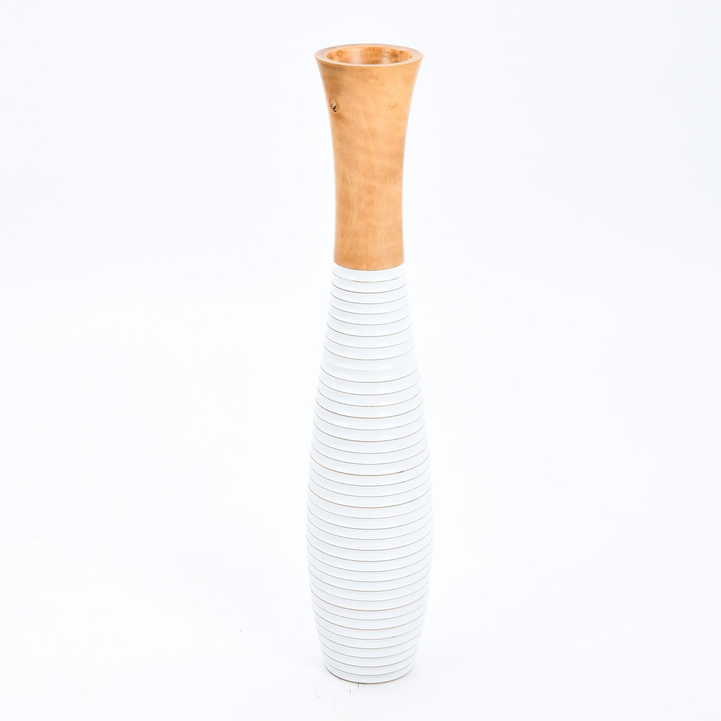 Große Bodenvase aus Mangoholz - Handgefertigtes Deko-Highlight aus Thailand