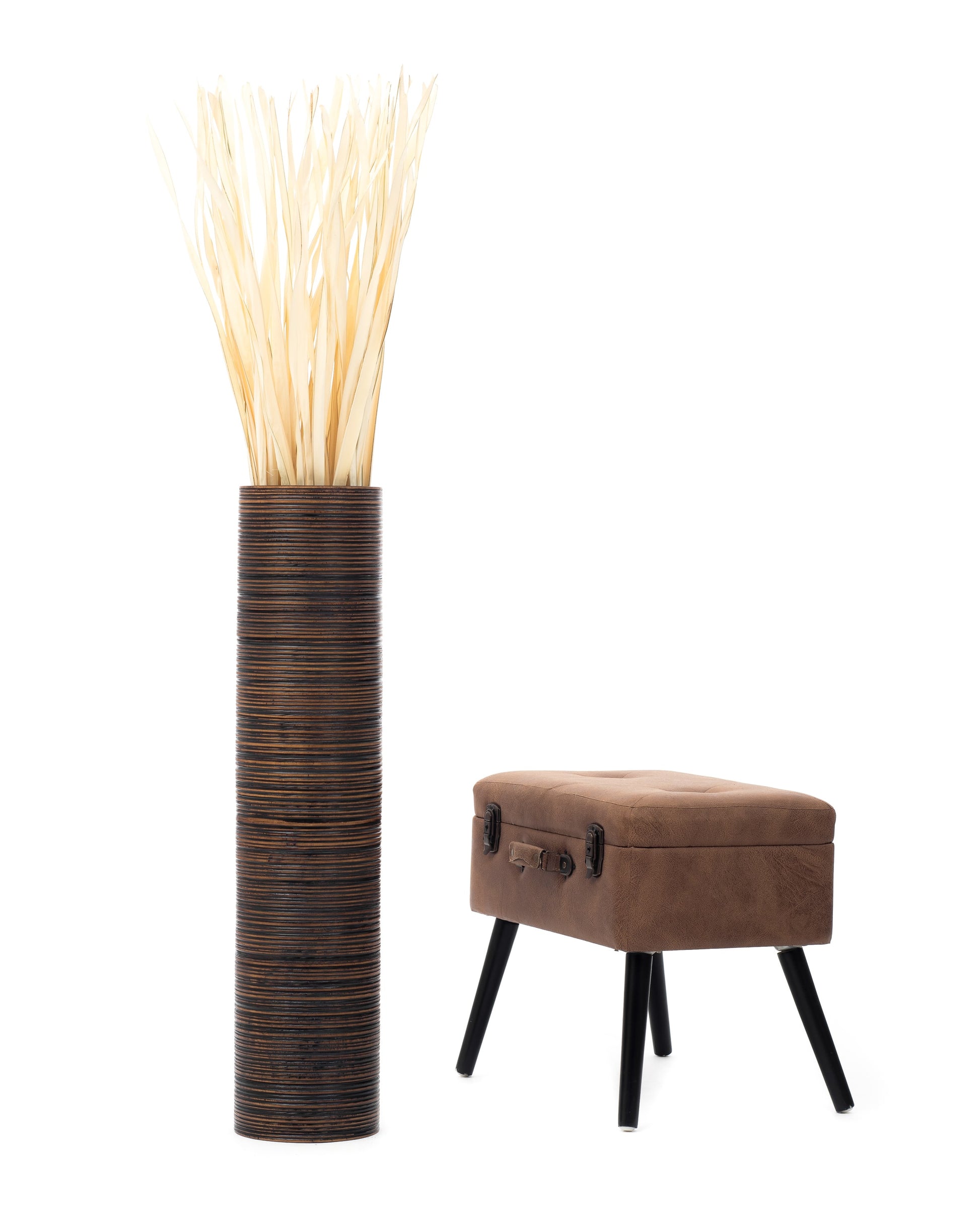 Large Mango Wood Floor Vase – Handcrafted Decorative Highlight from Thailand, 85 cm