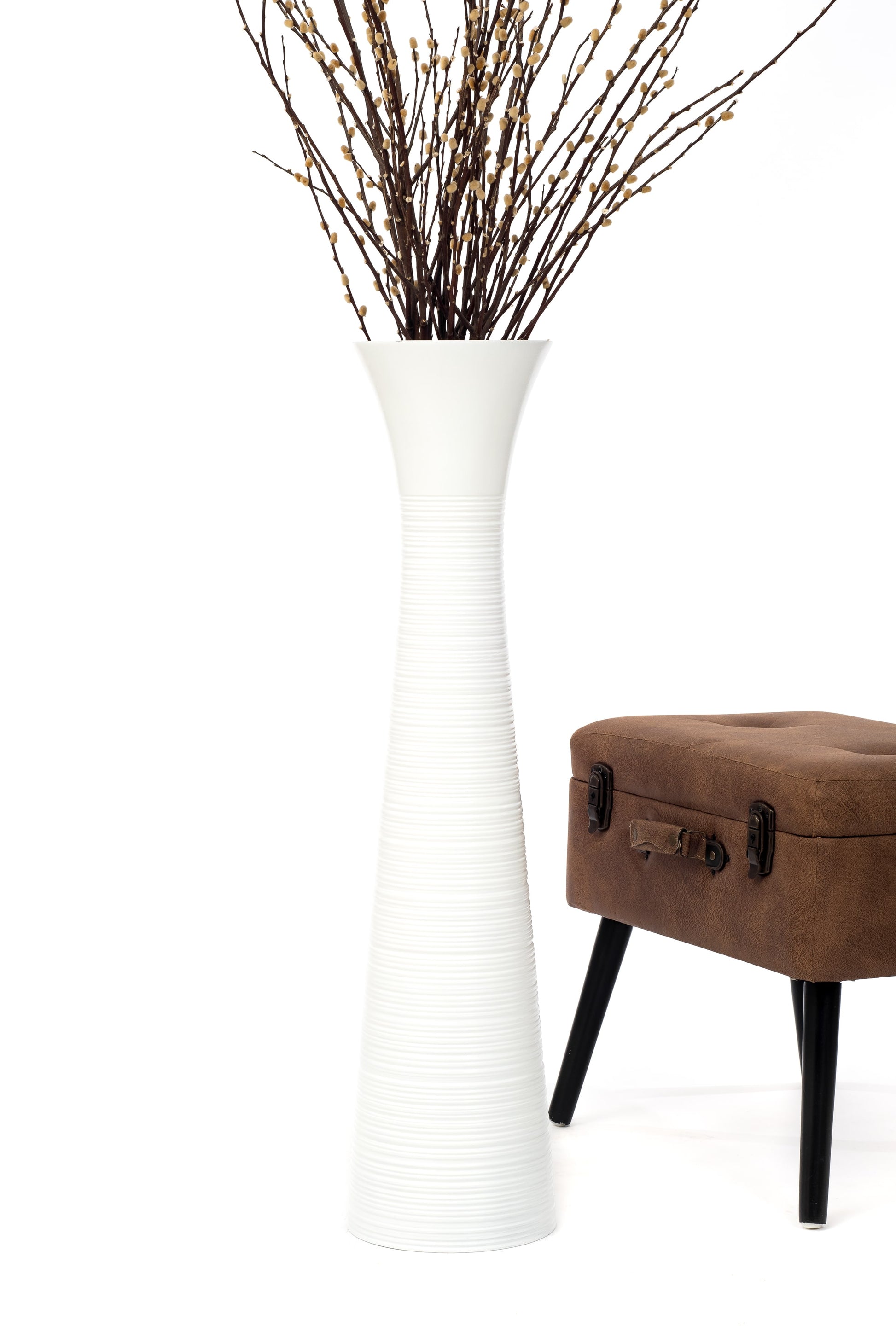 Large Mango Wood Floor Vase – Handcrafted Decorative Highlight from Thailand, 85 cm