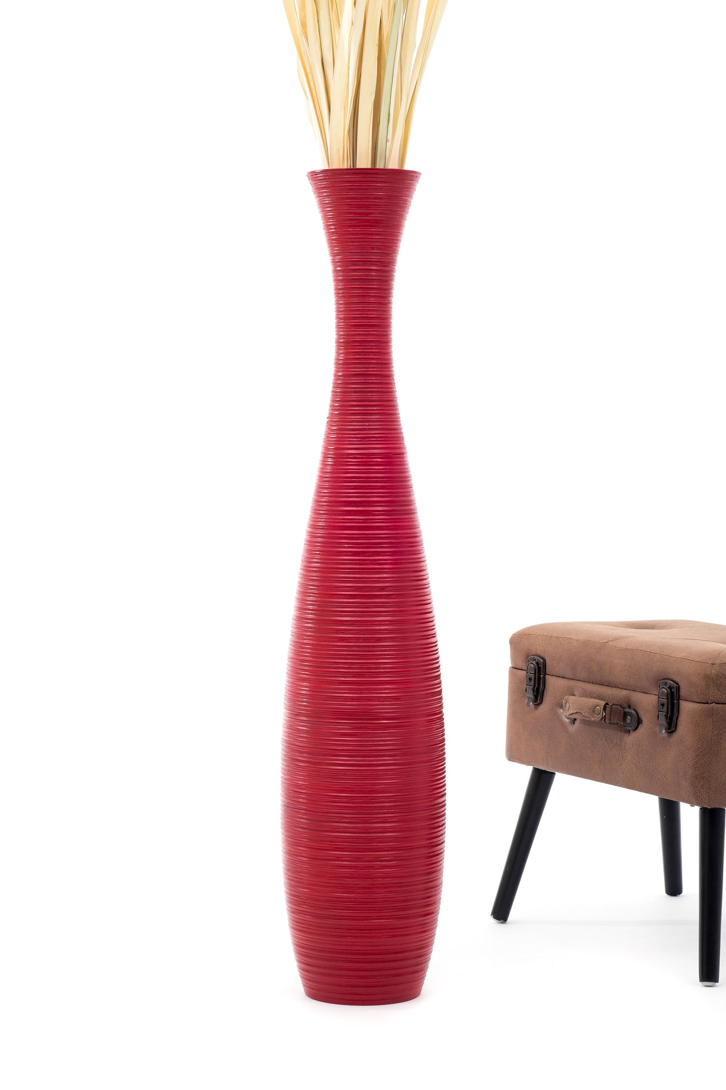 Large Mango Wood Floor Vase – Handcrafted Decorative Highlight from Thailand, 105 cm