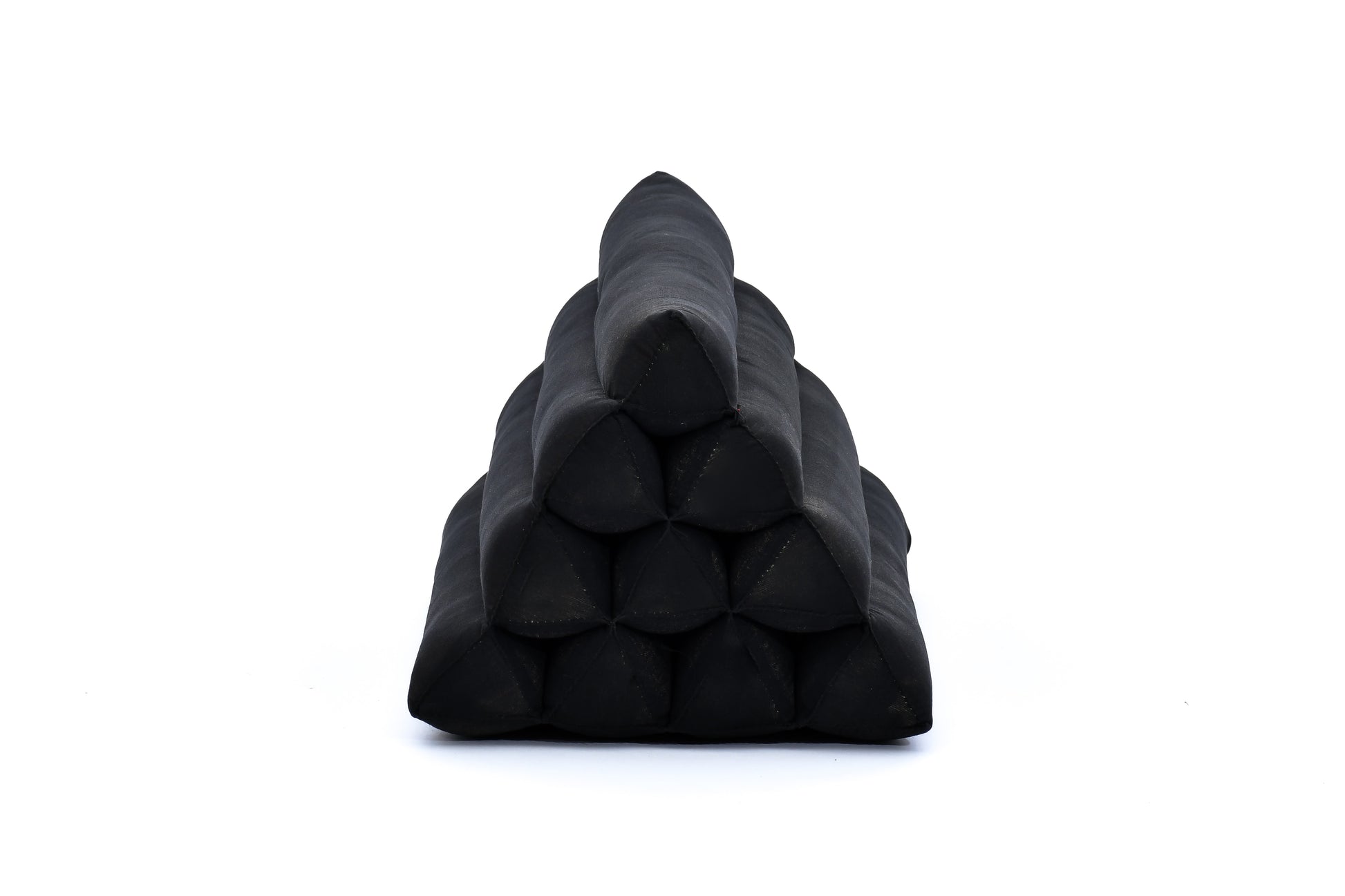 Triangular Kapok Backrest Cushion – Firm Thai Reading Pillow with Cotton Cover in Plain or Patterned Designs, Cl02 - Black, triangle cushion