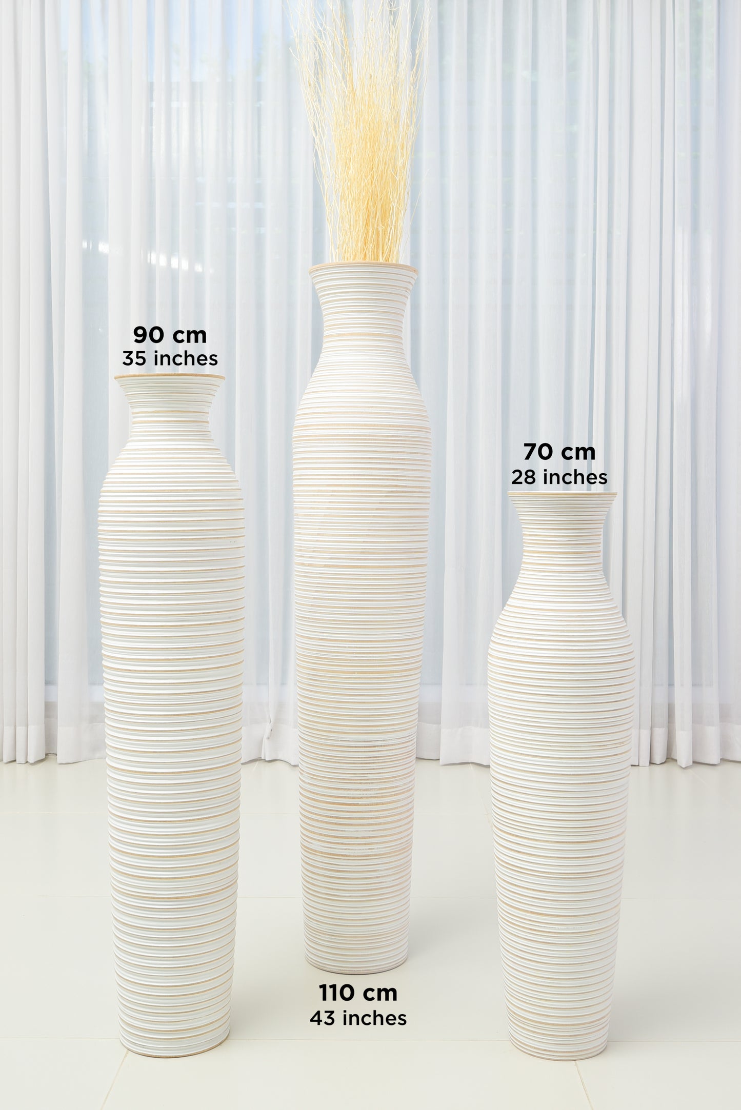 Large Mango Wood Floor Vase – Handcrafted Decorative Highlight from Thailand, 85 cm