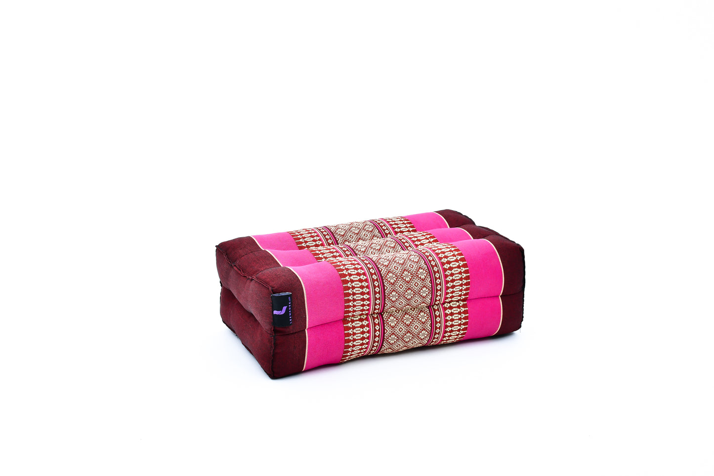Kapok Yoga Block Cushions – 2-Piece Set of Firm Meditation & Yoga Cushions with Cotton Cover, Sf29 - Auburn, Pink