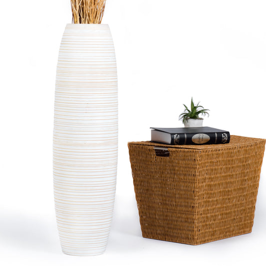 Large Mango Wood Floor Vase – Handcrafted Decorative Highlight from Thailand, 85 cm