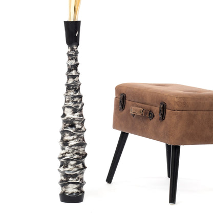 Large Mango Wood Floor Vase – Handcrafted Decorative Highlight from Thailand, black, white, 65 cm