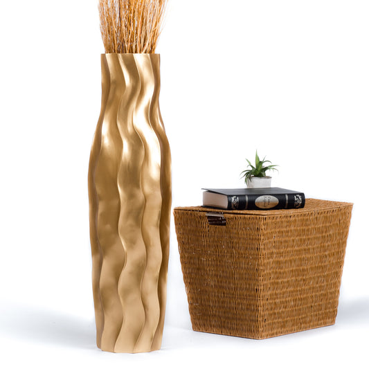 Large Mango Wood Floor Vase – Handcrafted Decorative Highlight from Thailand, 85 cm