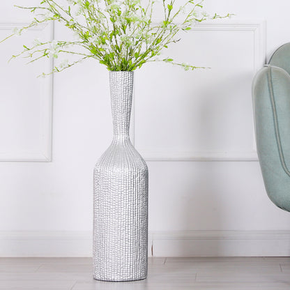 Large Resin Floor Vase – Stylish Waterproof Vase for Fresh & Dried Flowers, silver, 65 cm