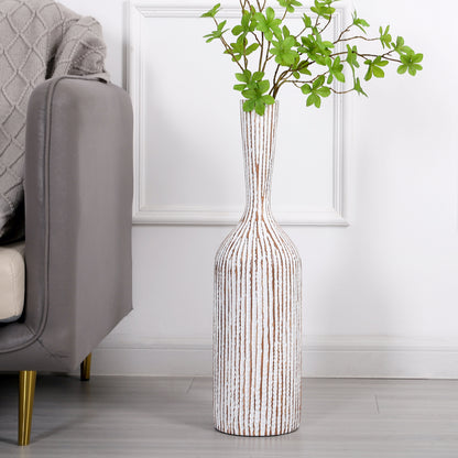 Large Resin Floor Vase – Stylish Waterproof Vase for Fresh & Dried Flowers, white wash, 65 cm