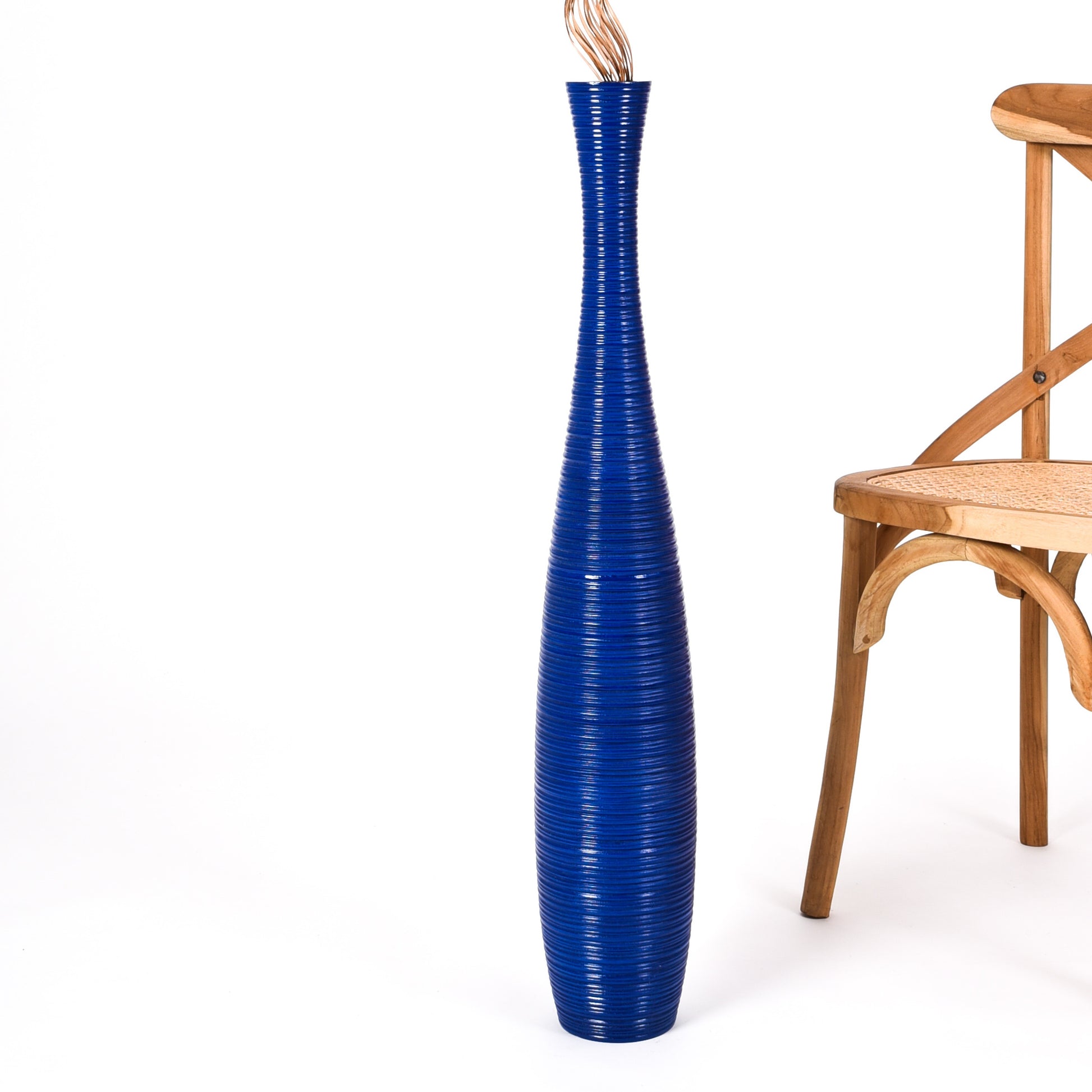 Large Mango Wood Floor Vase – Handcrafted Decorative Highlight from Thailand, 85 cm