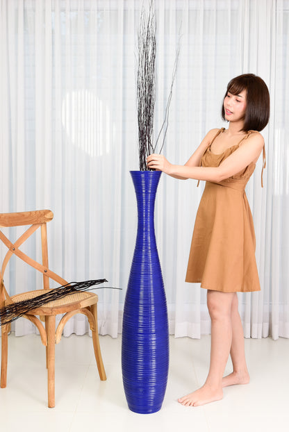 Large Mango Wood Floor Vase – Handcrafted Decorative Highlight from Thailand, 105 cm