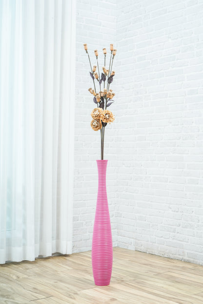 Large Mango Wood Floor Vase – Handcrafted Decorative Highlight from Thailand, 65 cm