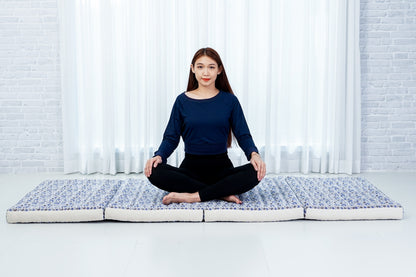 Kapok Folding Mattress – Thick Cotton Padded Guest Bed for Home, Sleeping & Mindfulness Corner, El1 - Blue, M: 200x70 cm