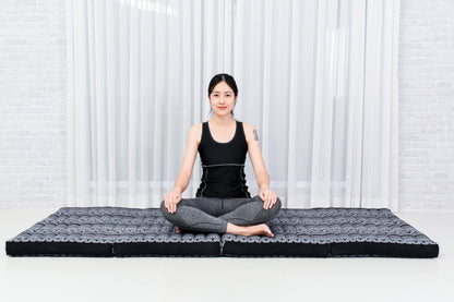 Kapok Folding Mattress – Thick Cotton Padded Guest Bed for Home, Sleeping & Mindfulness Corner, Cbt3 - Black, M: 200x70 cm