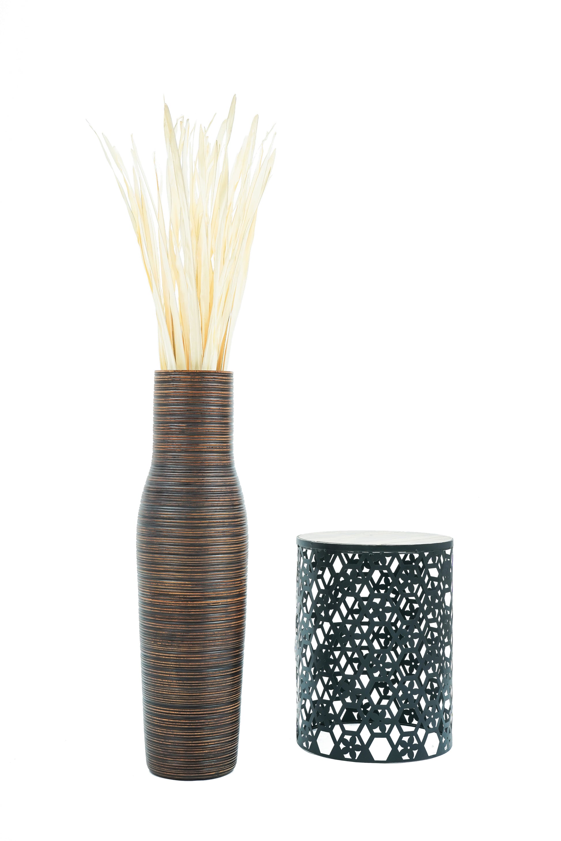 Large Mango Wood Floor Vase – Handcrafted Decorative Highlight from Thailand, 85 cm