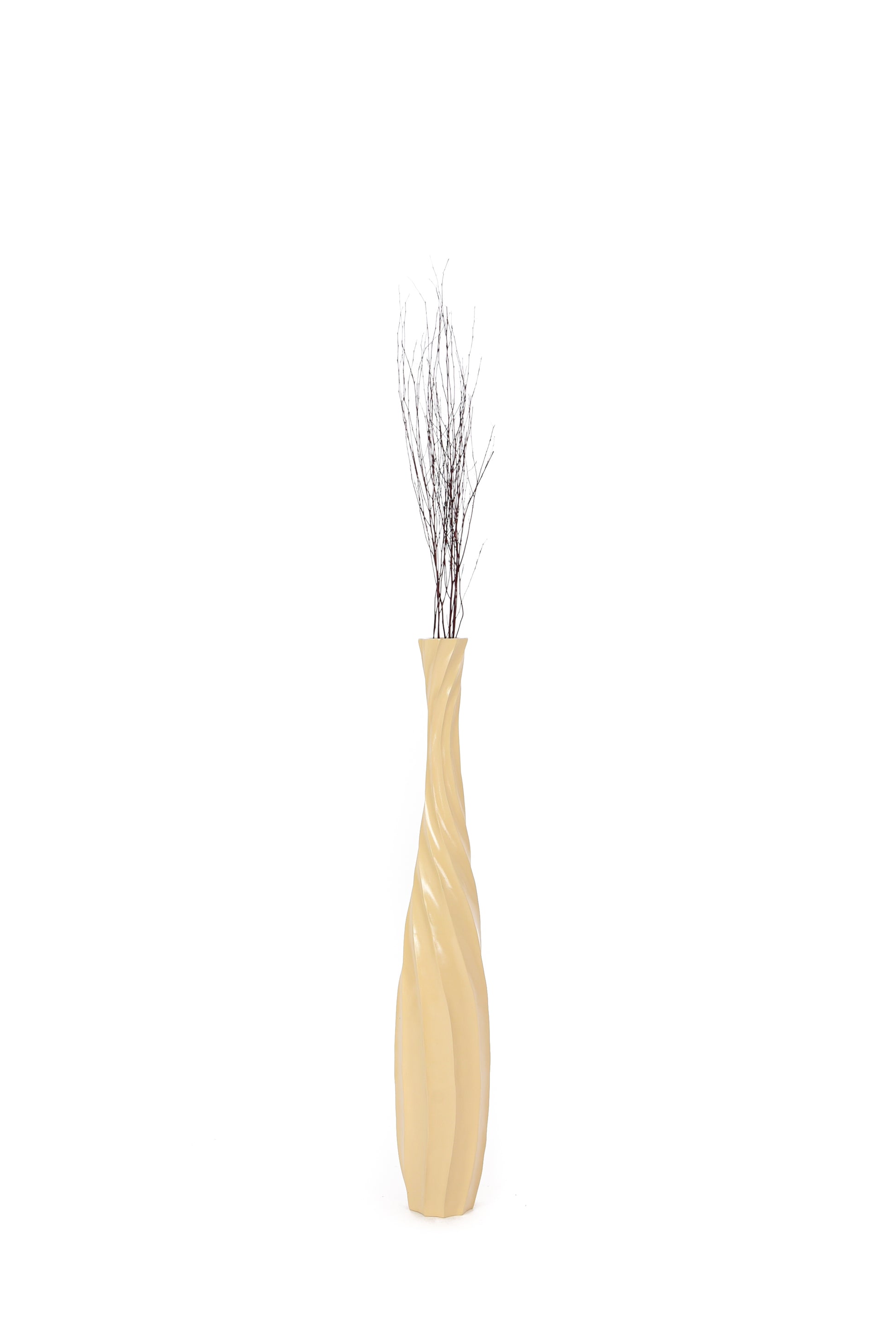 Large Mango Wood Floor Vase – Handcrafted Decorative Highlight from Thailand, cream, 85 cm