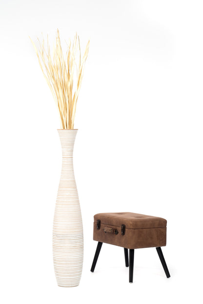 Large Mango Wood Floor Vase – Handcrafted Decorative Highlight from Thailand, 105 cm