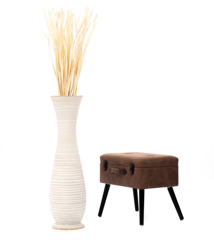 Large Mango Wood Floor Vase – Handcrafted Decorative Highlight from Thailand, 85 cm