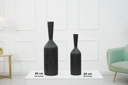 Large Resin Floor Vase – Stylish Waterproof Vase for Fresh & Dried Flowers, black, 85 cm