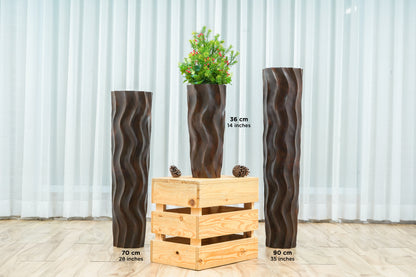 Large Mango Wood Floor Vase – Handcrafted Decorative Highlight from Thailand, brown, 85 cm